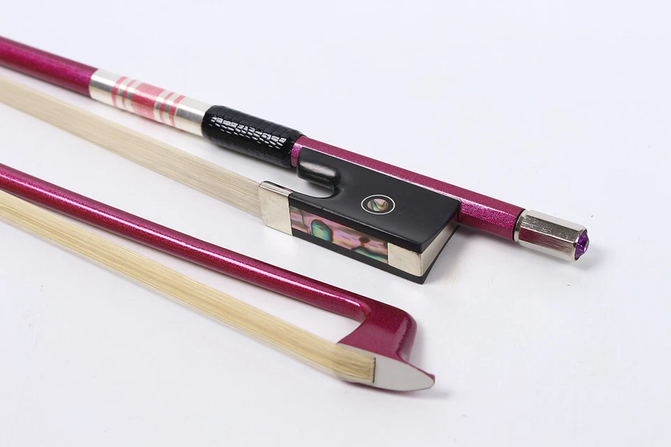 4/4 Violin bow Pink Carbon Stick with Natural HorseHair Ebony Frog Well balanced - image 2 of 4