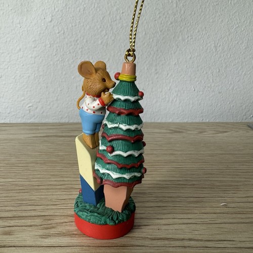 Animal Themed Christmas Ornament Set of 3 Vintage 90s Cat Mouse Bear School Star - Picture 20 of 20