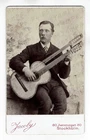 CDV Photo Musicians Man with Harp Guitar Stockholm Sweden RARE (8832)