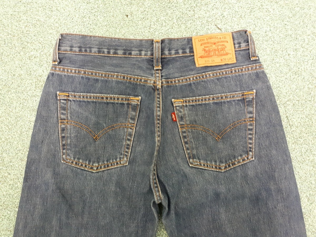 Jeans Levi's 535 Droit Délavé Bleu Foncé - Taille 32, Longueur 30 - état Très Bon