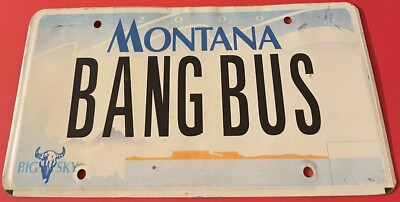 BANG BUS Vanity License Plate VW Volkswagen Summer of Love Peace Ford Van