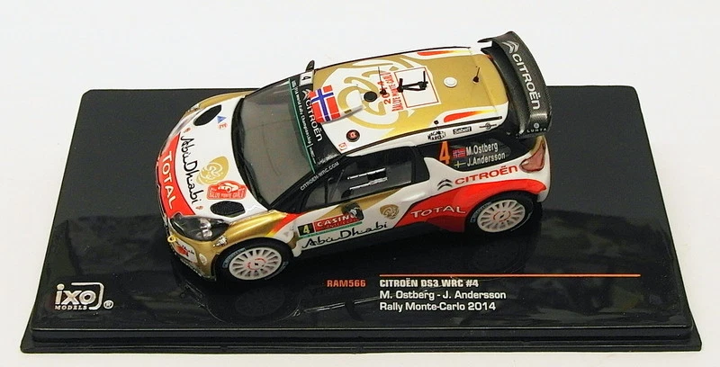 Ixo 1/43 Scale RAM566 Citroen DS3 WRC #4 Rally Monte Carlo '14 Otsberg/Andersson - Image 2 of 2
