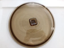 10x10 Brown-stained glass pot lid with handle Pyrex