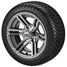 (4) Golf Cart 215/35-12 LSI Elite Low Pro Tire on 12x6 Gunmetal Gray Yukon Wheel