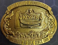 VTG 1993 Limited Edition Kessler American Whiskey Pennsylvania Brass Belt Buckle