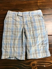 SO Shorts, Women's Size 5, Blue Tan, Plaid, Flat Front, Pockets