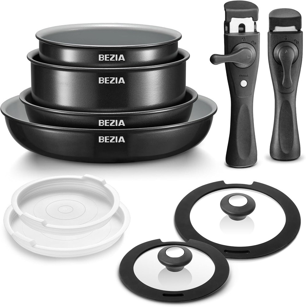 10pcs Nonstick Pots and Pans Set Induction Cookware with Healthy Ceramic Coating