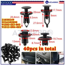 auto push pins and fastener sets fender liner fastener rivet push clips（40Pack）
