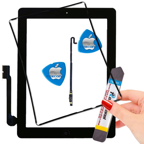 PACK Vitre Tactile iPad 4 Noir Écran PREMIUM Outils Joint Nappe Bouton HOME - Photo 1/12