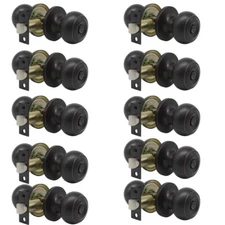 10pk INTERIOR DOOR LOCK KNOBS KEYLESS PRIVACY LOCKSET HANDLES BLACK OIL RUBBED