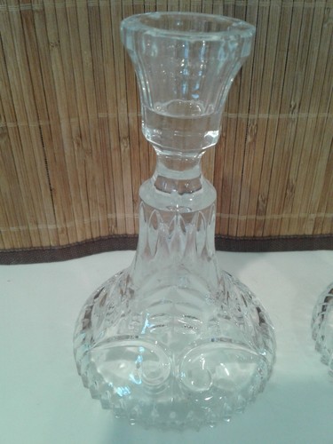 2 Vintage Molded Glass Candlesticks 5.5" x 3.5" Candle Holder - Picture 2 of 6