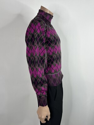 Vtg VIVIENNE WESTWOOD PINK PURPLE ARGYLE PATTERN ORB LOGO SWEATER