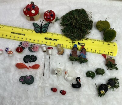 Vtg. Miniature Elf Garden And House & Figurines Etc.