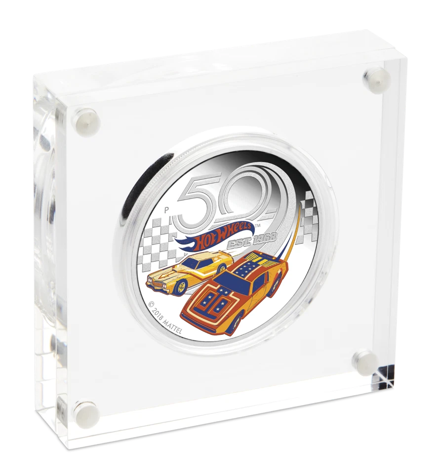 2018 50 YEARS OF HOT WHEELS 1oz $1 SILVER PROOF COIN - Image 4 of 4