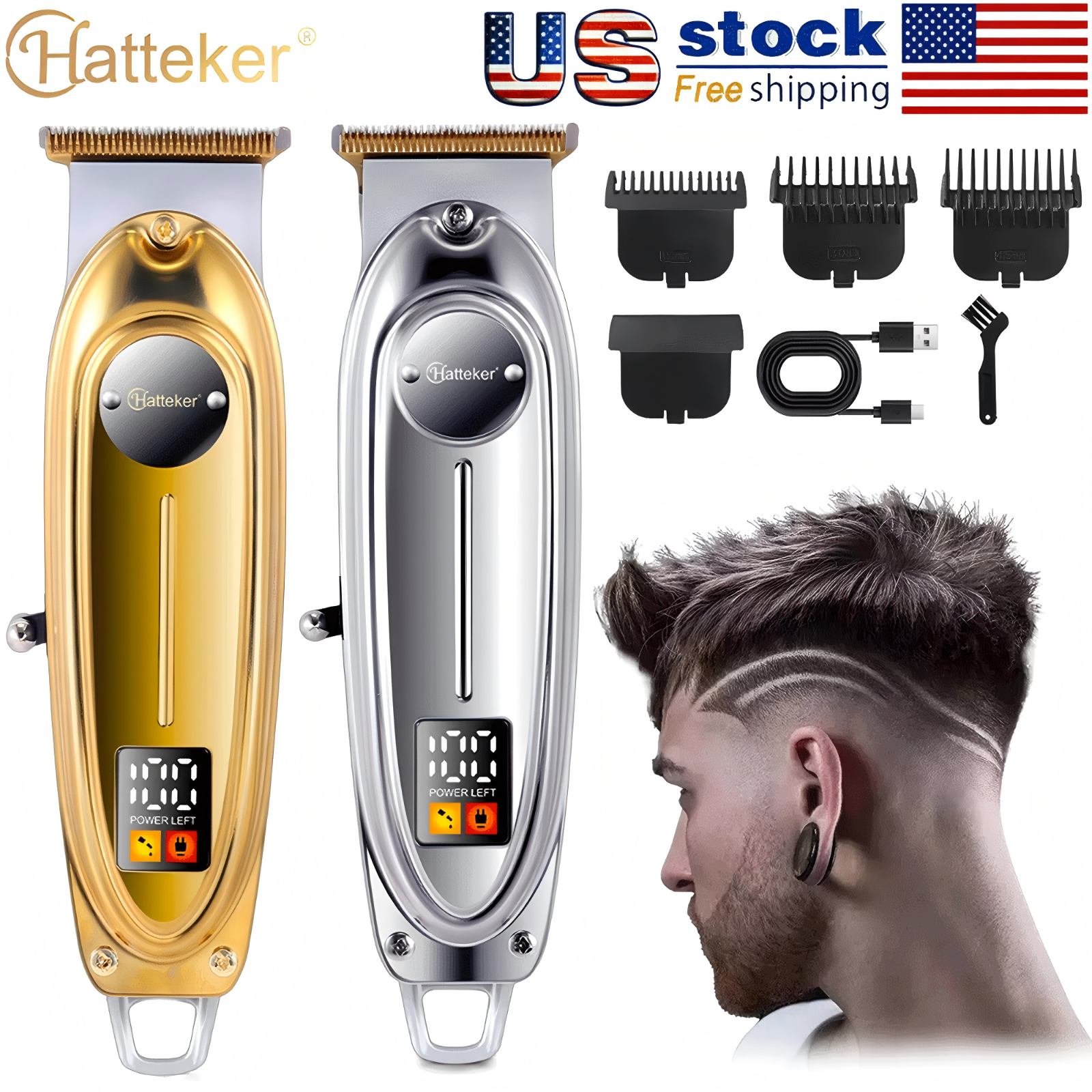 Hatteker Professional Hair Clipper Trimmer Kit for Men with LCD Display Barber Salon Precision Cutting