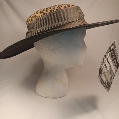 Whittall & Shon 80s Formal Hat Black Leopard Sequins Silver  display picture 1