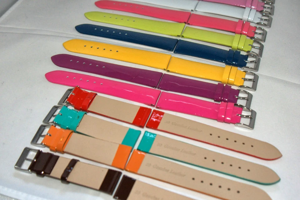 Charol Brillo Piel Italiana Reloj Correa 10-22mm Libre Pasadores & Removedor - Imagen 4 de 4