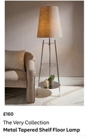 NEW The Very Collection Metal Tapered Shelf Floor Lamp Cream RRP £160