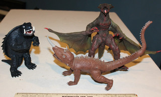 3 2003 Sega 6" Gamera Gyaos & Barugon 1966 Vinyl Figures X Plus Bandai Kaiju
