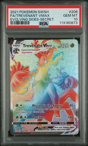 2021 POKEMON SWORD & SHIELD EVOLVING SKIES #206 FA/TREVENANT VMAX PSA 10