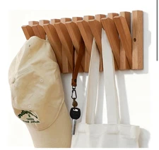 Coat & Hat Hooks Wall Mount with Key Holder, Wall Mounted Coat Rack with 9 Re...