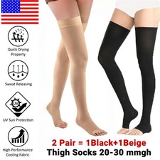 Compression Stockings Women Men Thigh High Varicose Travel Flight Support Relief