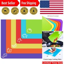 Set of 6 Extra Thick Flexible Plastic Cutting Board Mats - Dishwasher Safe