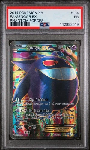2014 POKEMON XY PHANTOM FORCES #114 FULL ART/GENGAR EX PSA 1