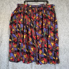 Vtg 90s Bohemian Southwestern Crinkle Art Midi Skirt Womens One Size Cottagecore