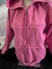 Carhartt Women  s Pink Full Zip Hooded Fleece Hoodie L Logo Pocket Cotton Blend