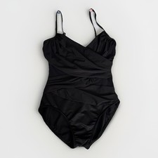 Miraclesuit Black One Piece Swimsuit Tummy Control Ruched Size 10 Slimming