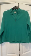 L.L. Bean Green Fleece 1/4 Zip Pullover Sweatshirt XL Regular Women