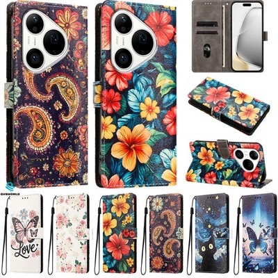 Für Huawei P90 P80 P60 P50 P40 P30 P20 Lackiert Leder Wallet Case Handy Hülle