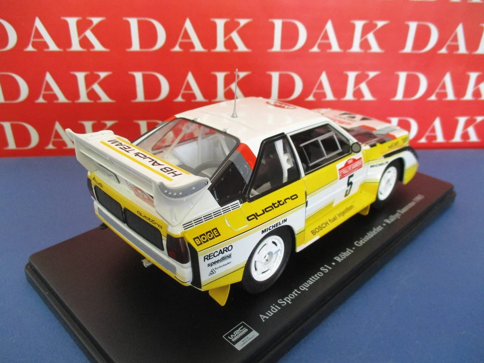 Die cast 1/24 Modellino Auto Audi Sport Quatto S1 Rally Sanremo 1985 W. Rohrl - Immagine 3 di 4