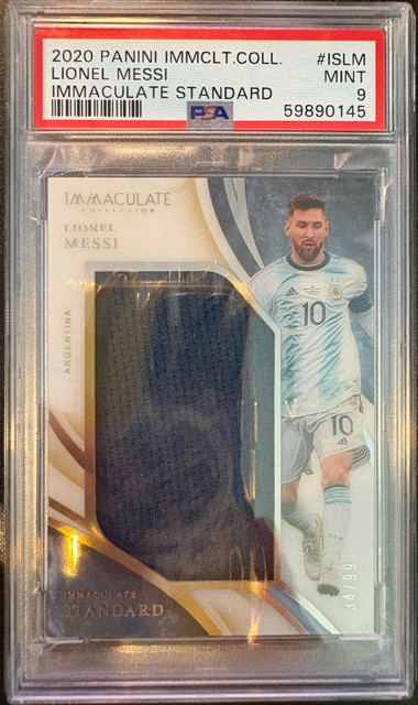 2020 Lionel Messi Worn Patch Argentina /99 PSA 9 Panini Immaculate Collection