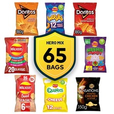Walkers Crisps Doritos Monster Quavers Cheese Baked Bundle 65 Bags