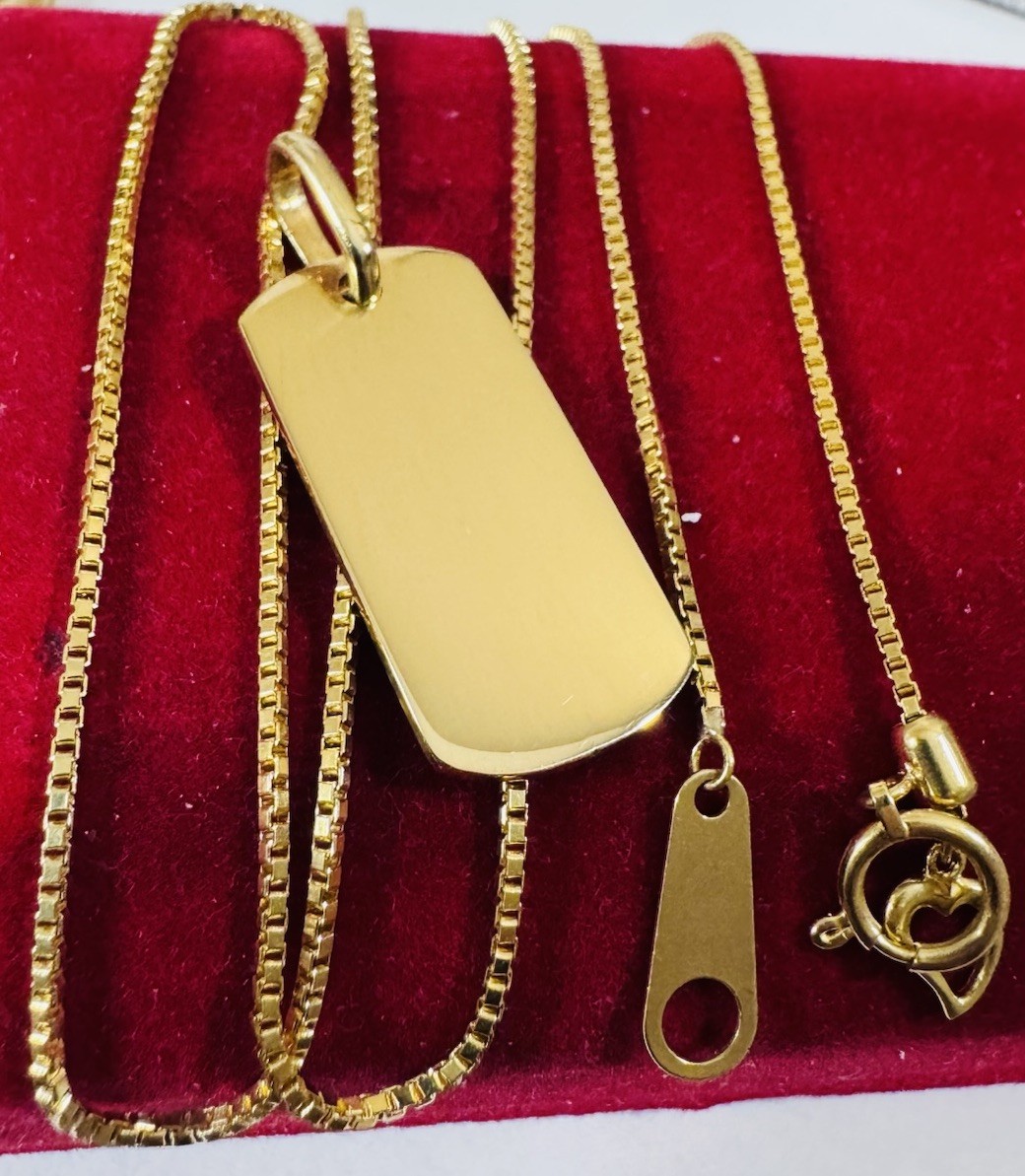 K18(18金) バレルペンダントMADE IN JAPAN New 18K K18 Japan Gold Bar Set Necklace 18” Long 1.6mm 10.5g