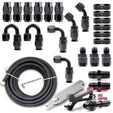 6AN PTFE Fuel Line Kit, Nylon Stainless Steel Braided Fuel Hose, LS 6AN-26FT