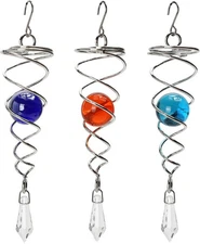 3pcs Wind Spinner Tail Gazing Ball Spiral Red, Light Blue, Deep Blue 