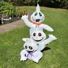 Halloween 3 Stacked White Ghosts Airblown Inflatable 4 Foot Light Up