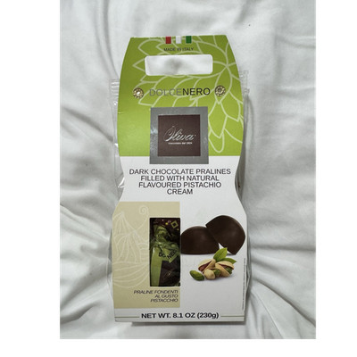 Dolcenero Dark Chocolate Pralines Filled w/Pistachio Cream Box 230g Exp 12/2026