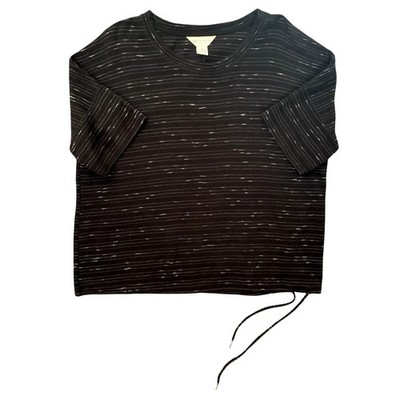 Liz Claiborne Weekend Boxy Drawstring Bottom Multi/Black Cotton Top SZ XL