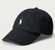 Polo Ralph Lauren Men's One Size Cotton Chino Adjustable Ball Cap Black White