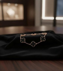 18k Gold Plated 5 Clover Chain &Link Bracelet 925 Solid Silver Charm Bracelet 