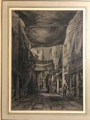 Maxime Lalanne (1827-1886) : scène de genre, dessin fusain, estompe - Photo 1/4