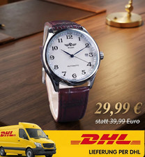 TOP ANGEBOT Elegante Luxus-Automatikuhr mit braunem Lederarmband im BusinessLook