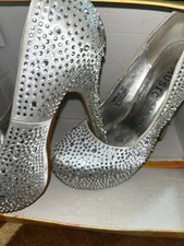Elegant Bronze Glitter Block High Heels Sparkly Evening Pumps Shoes Size 38