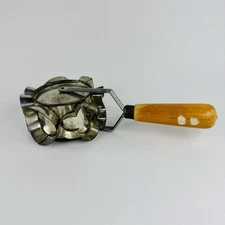 Cookie Cutter Wheel Aluminum Made in Italy Wood Handle Vintage 9”