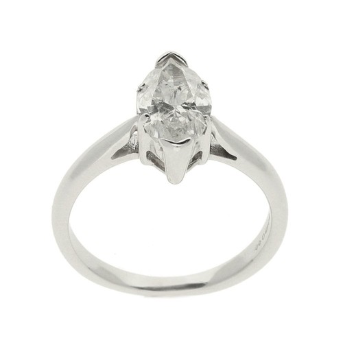 Ladies 18ct White Gold Marquise Diamond Engagement Ring - 1.00ct - Picture 2 of 4
