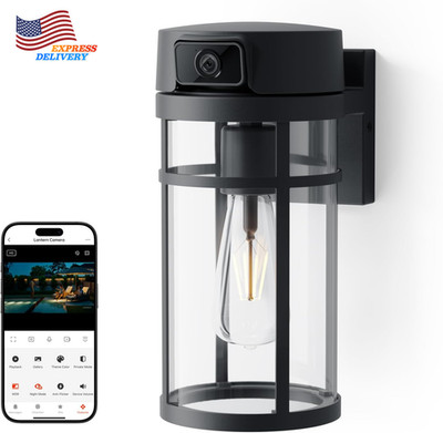Outdoor Wall Lantern Light Camera 2K Wi Fi Security Cam with AI Human Detection
